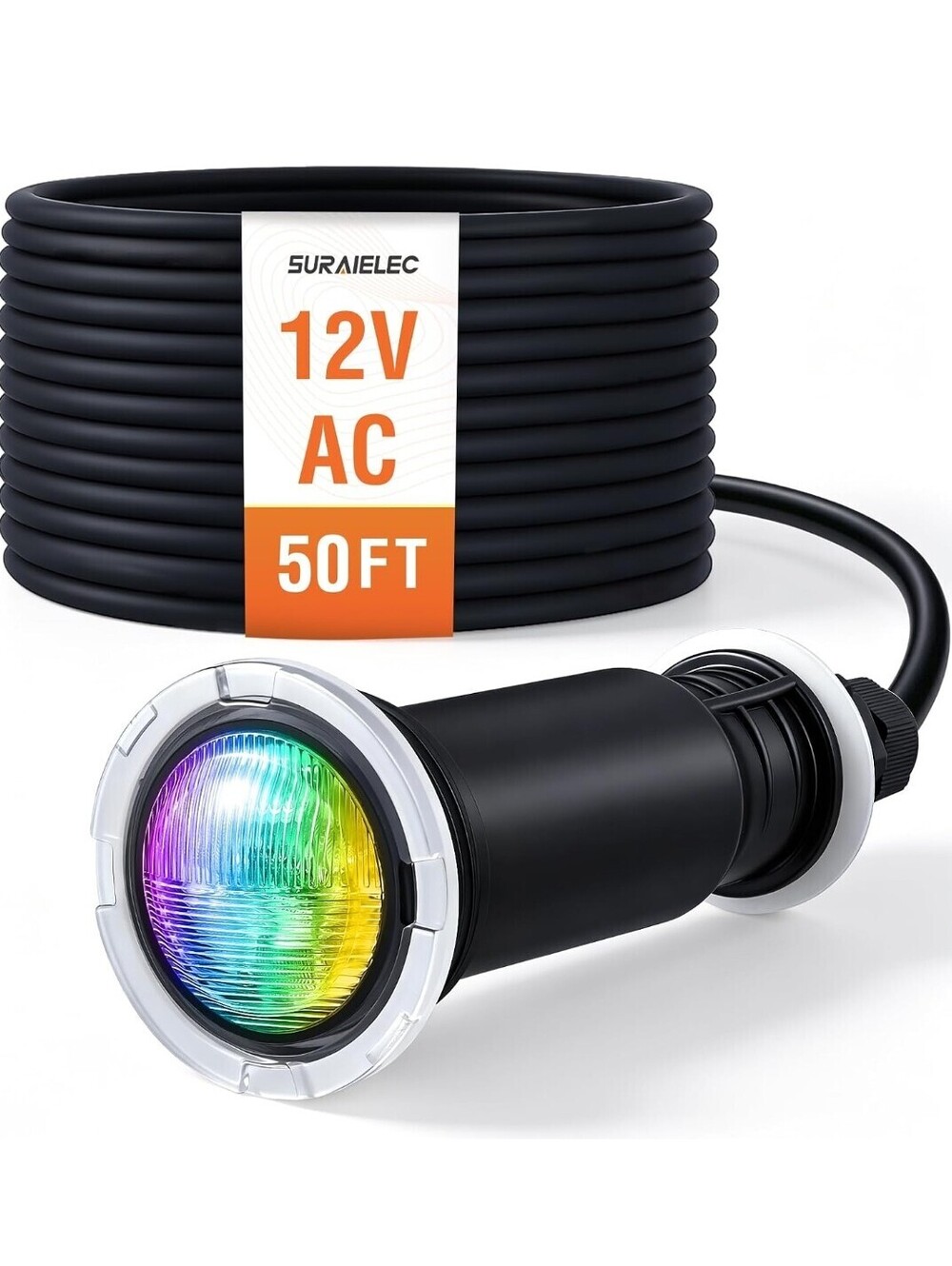 1.5" RGBW Inground Pool Light – 12V AC, 50FT Cord